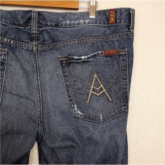 7 For All Mankind A Pkt Boot Cut Distressed Jeans - Picture 10 of 13